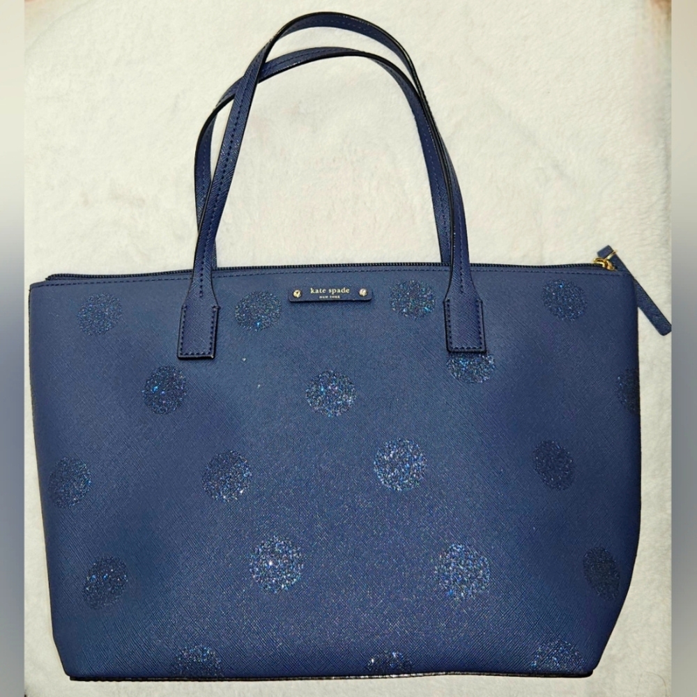 Kate Spade New York Navy Blue Saffiano Leather Top Handle Bag